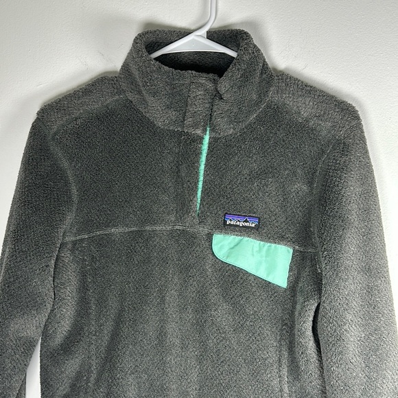 Patagonia Women's Grey Blue Jacket Tool Snap T Fleece Pullover- Size Medium - Picture 1 of 9